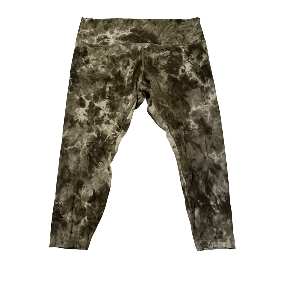 Lululemon Align Tie Dye Cropped Leggings Olive Green Size 20